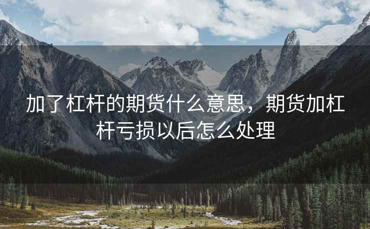 加了杠杆的期货什么意思，期货加杠杆亏损以后怎么处理
