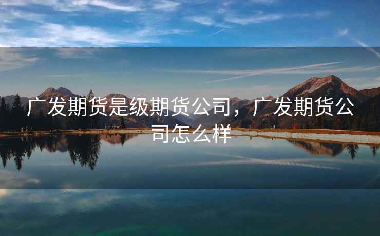 广发期货是级期货公司，广发期货公司怎么样