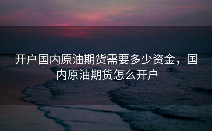 开户国内原油期货需要多少资金，国内原油期货怎么开户